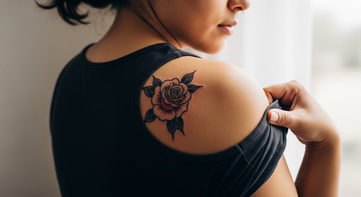 21 Traditional Rose Tattoo on Back That Feels Timeless