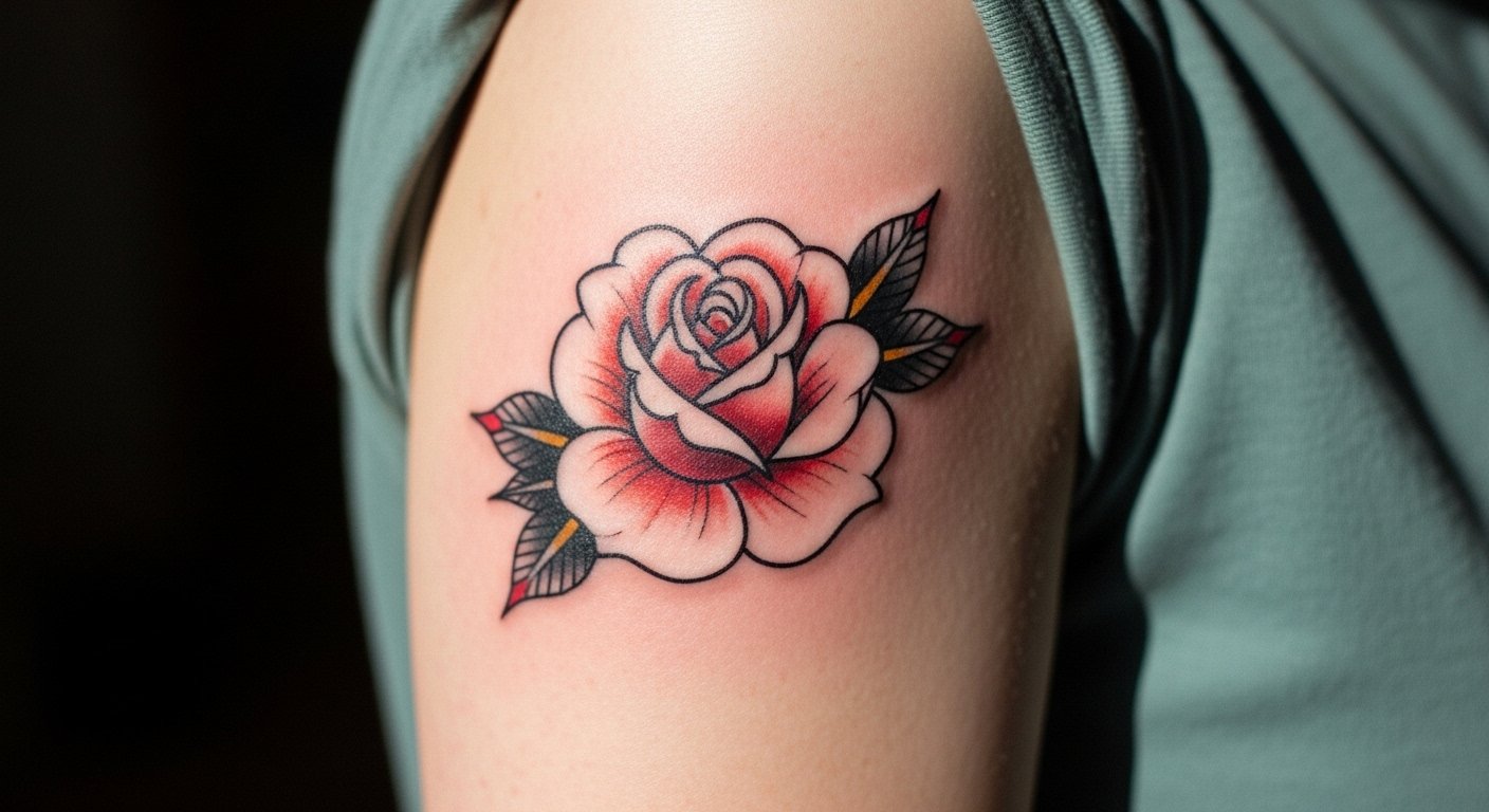 17 Minimalist Traditional Rose Tattoo Designs